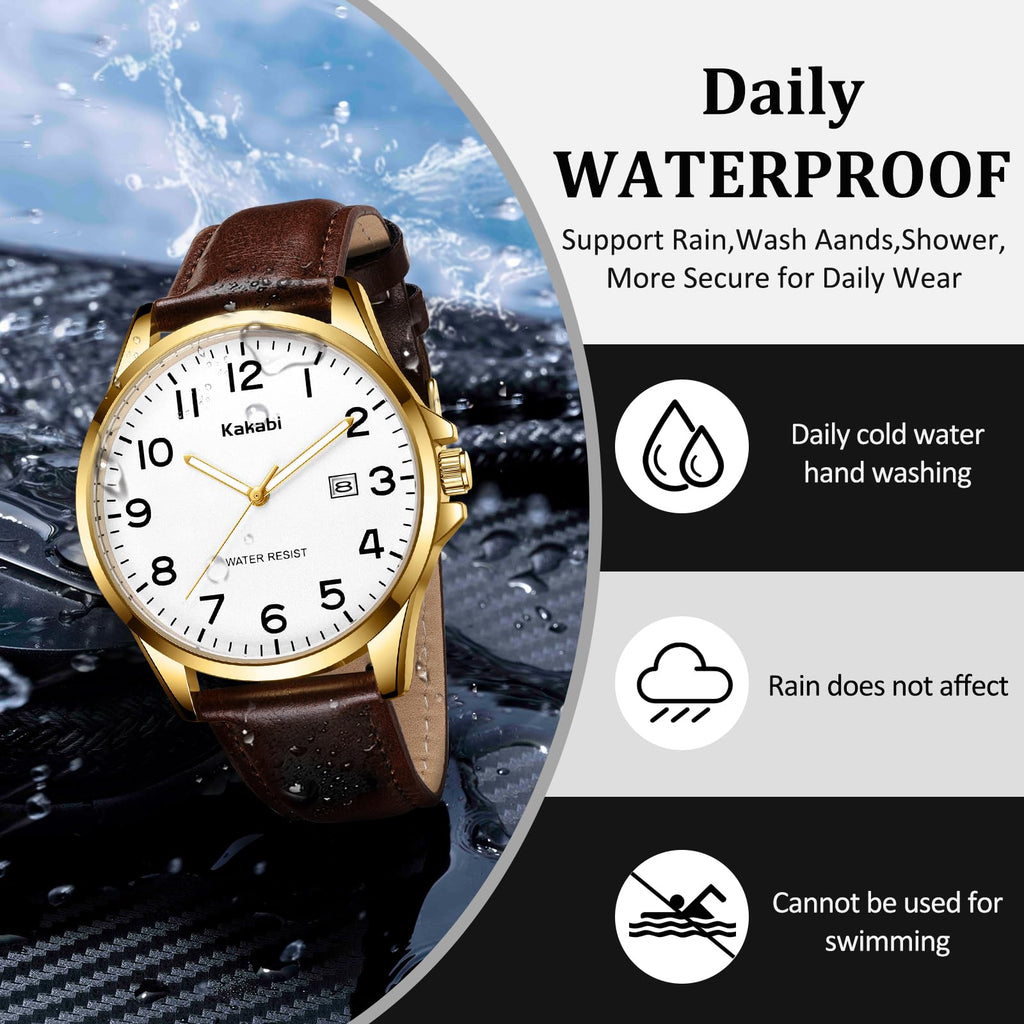Men Fashion Minimalist Waterproof Quartz Analog Date Leather Strap Watch Z4664