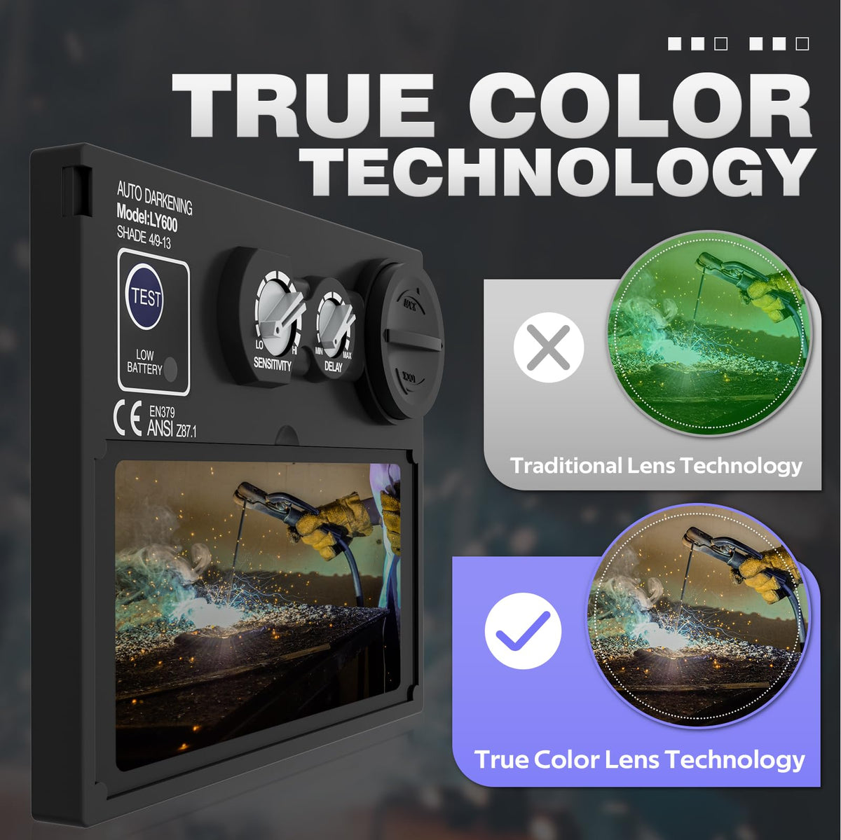 Auto-Darkening Welding Helmet True Color Shade 4/9-13 K366934