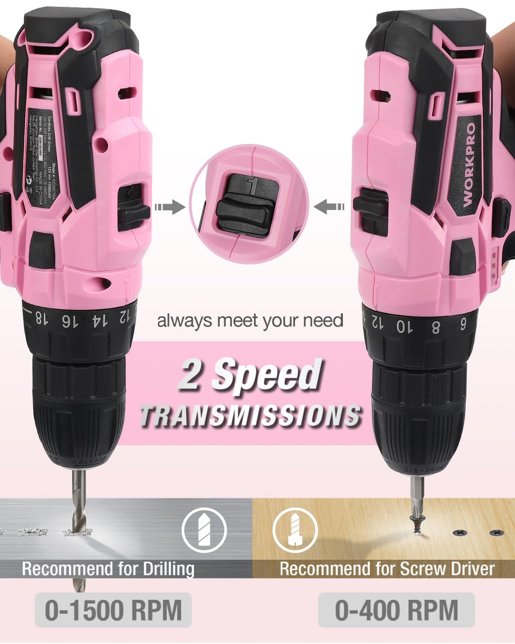 Pink Cordless Drill Driver Set J23710