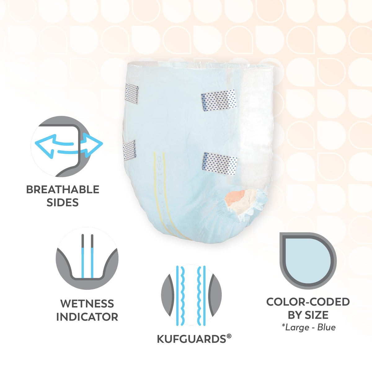 Adult Diapers with Tabs, Large, 12 Ct K58722