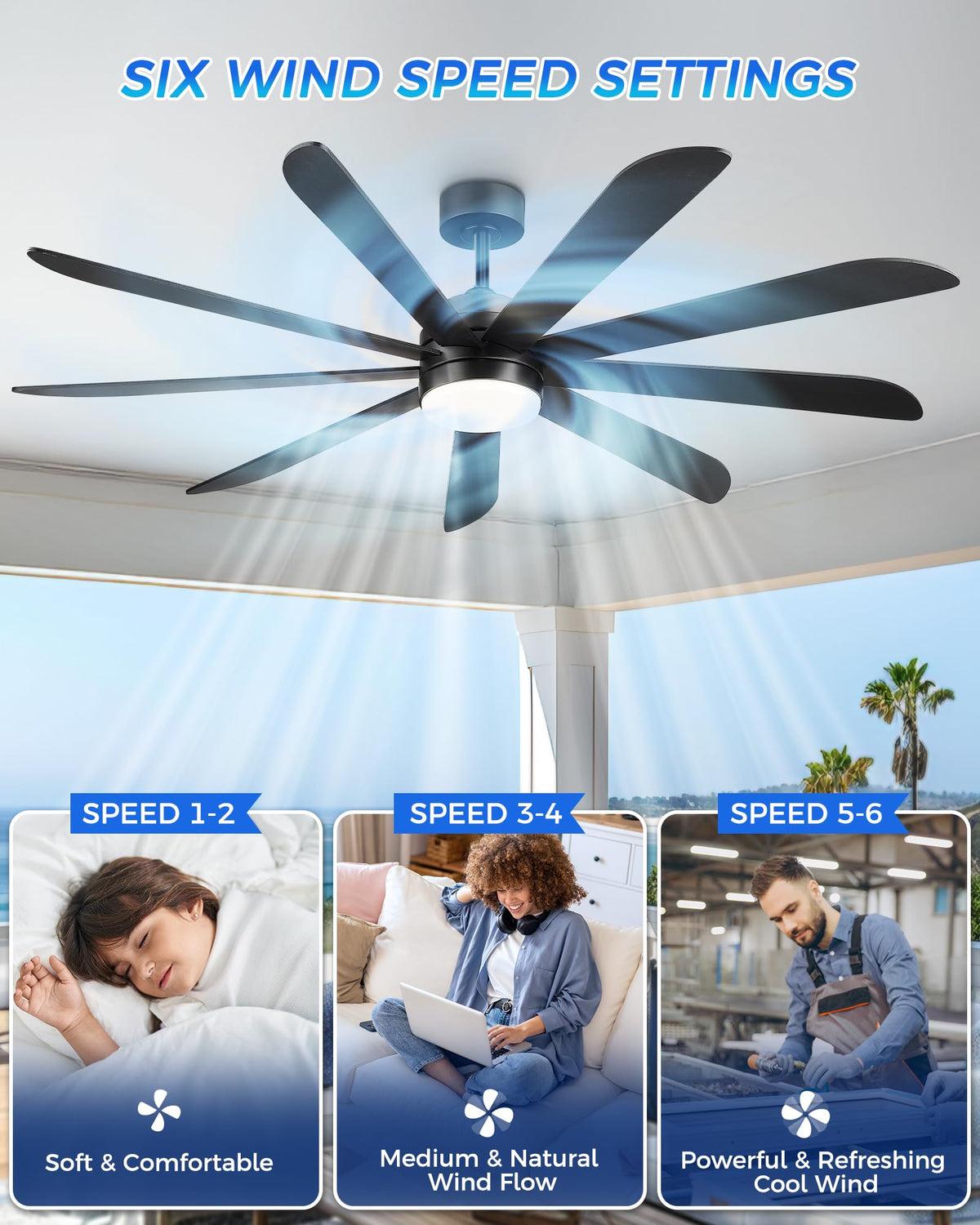 72 Inch Ceiling Fan with Light P660