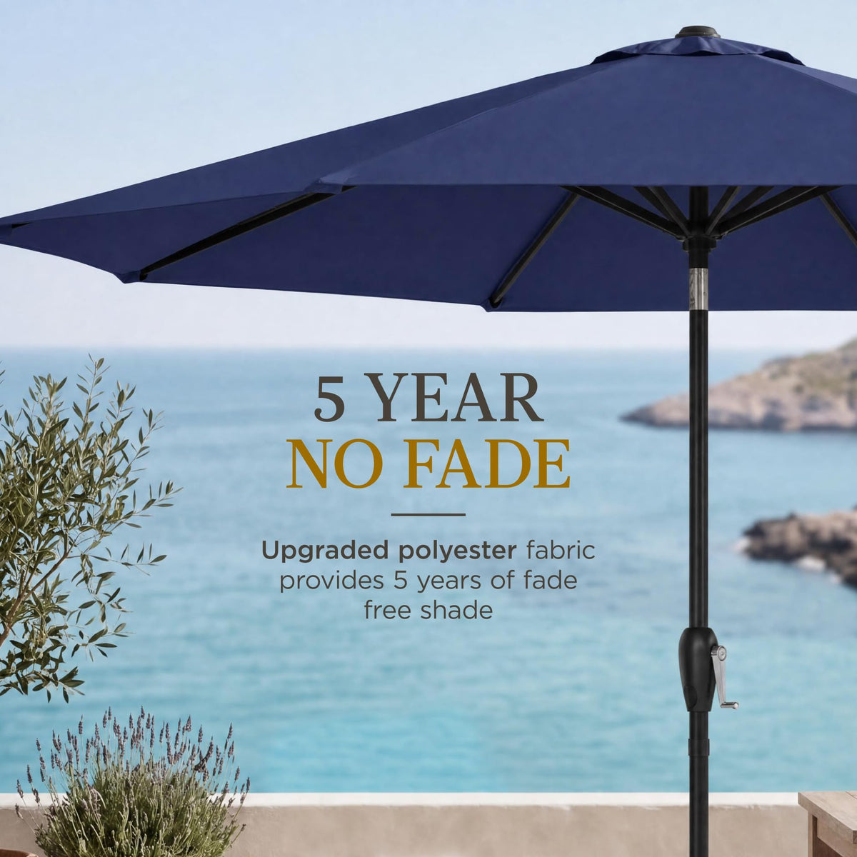 9ft Navy Polyester Patio Umbrella with Aluminum Frame X48723