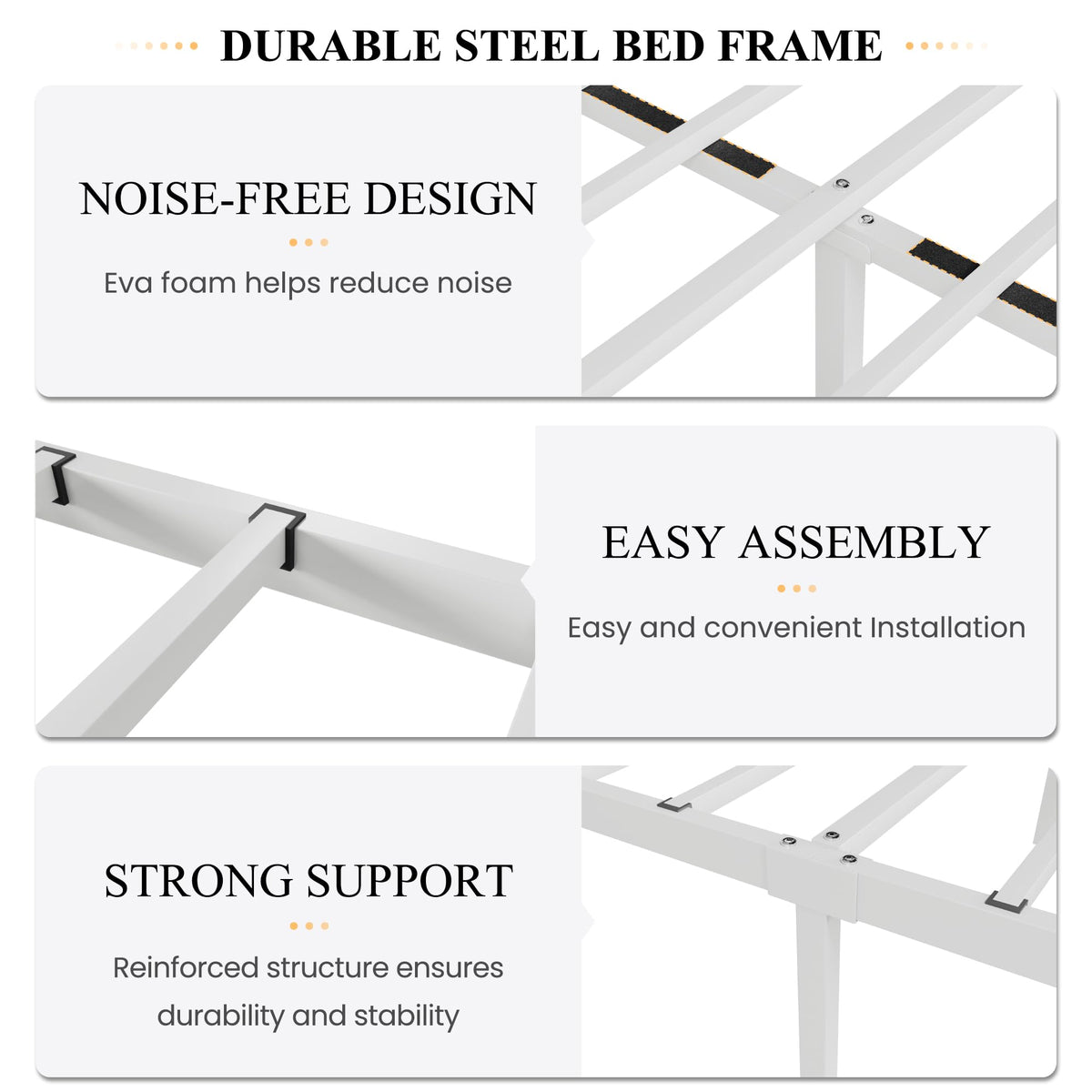 Full Size White Metal Bed Frame with Headboard N37057
