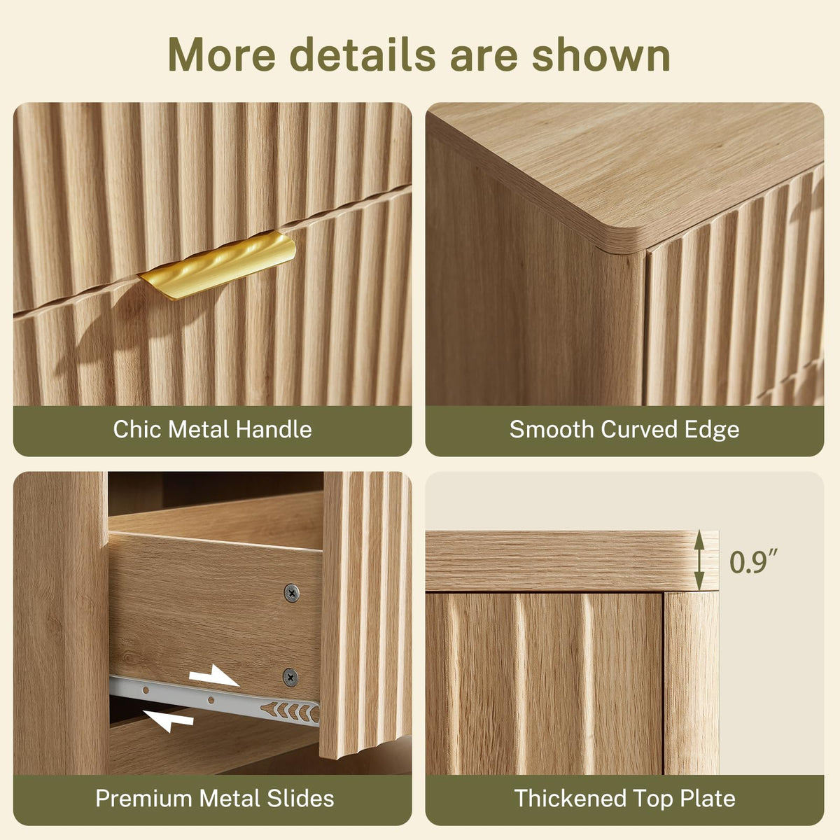 Fluted 6 Drawer Wood Dresser Y75805
