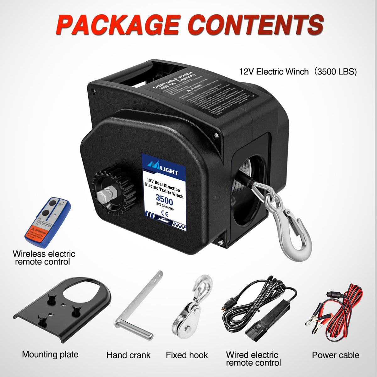 3500 lbs Portable Electric Boat Trailer Winch G9700