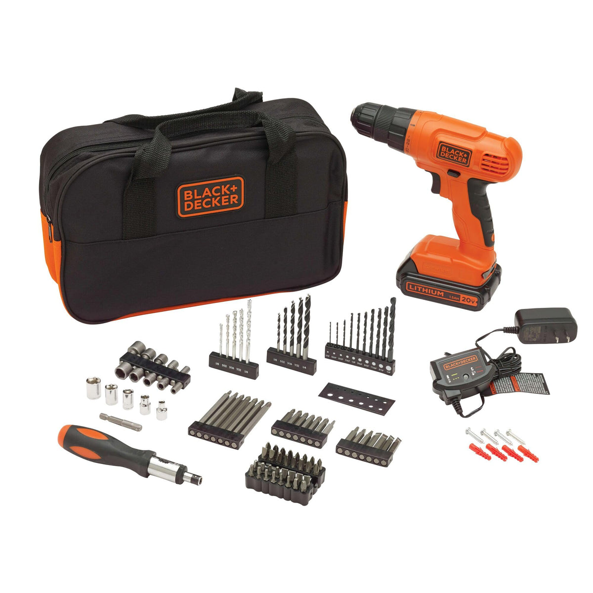 Cordless Drill Driver Kit with Drill Bit Set and Sockets, 100 pc. X366