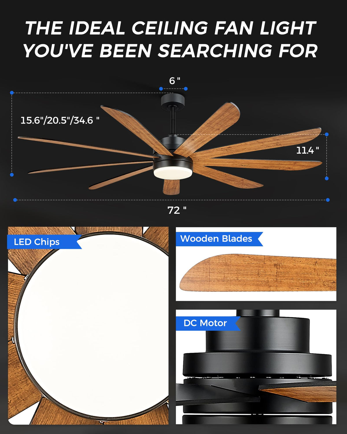 72 Inch Ceiling Fan with Light P660