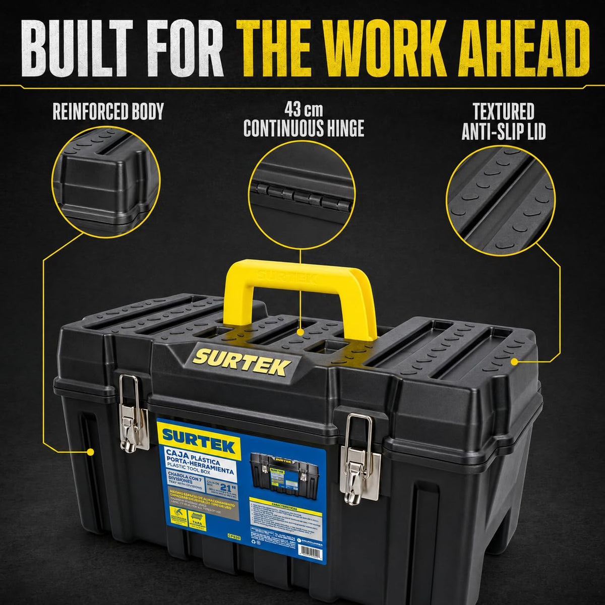 21" x 11" x 10" Black Mobile Tool Box F1309