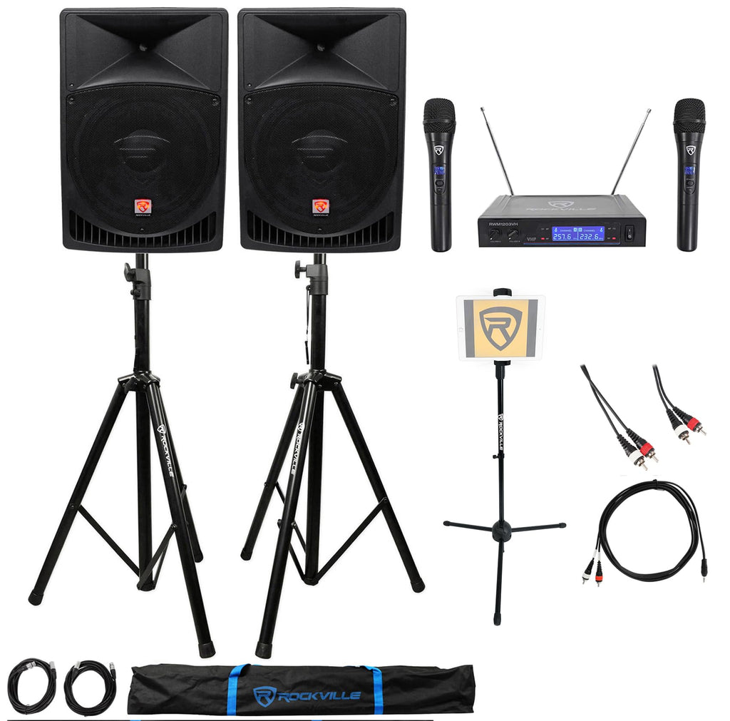15" 1000W PA Speaker 2-Pack with Mics F209377