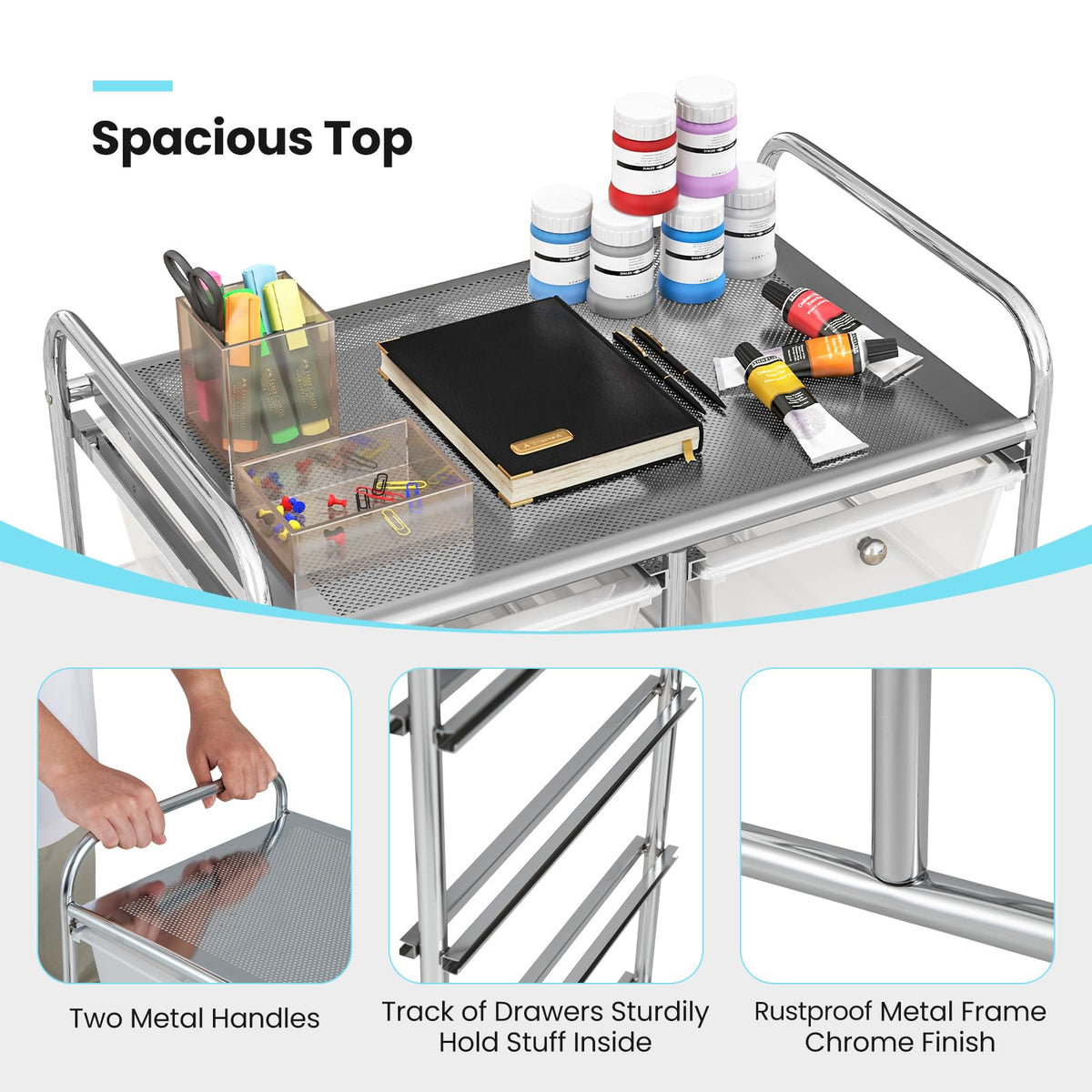 10 Drawer Rolling Storage Cart with Metal Frame L645685