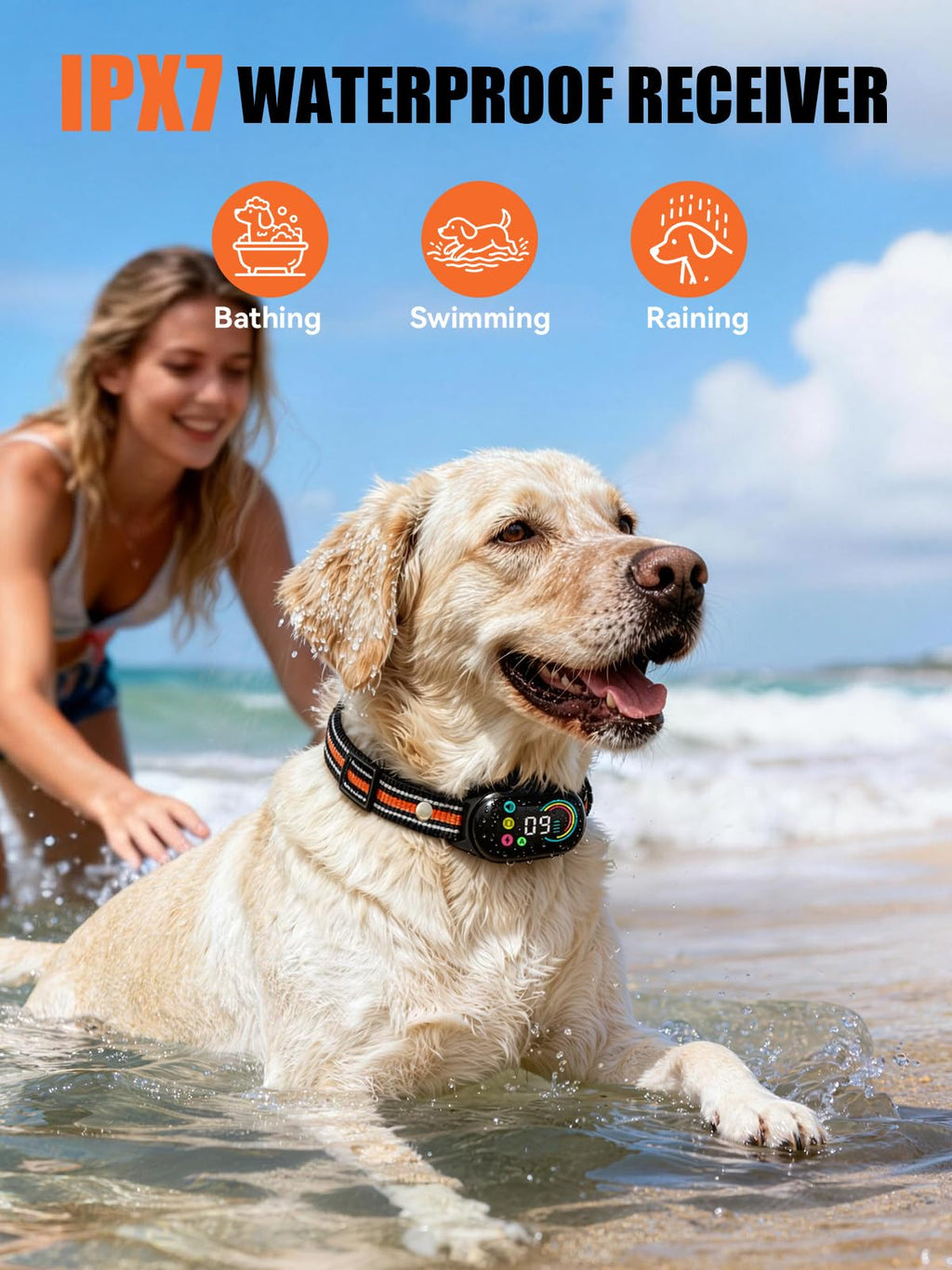 2-in-1 Dog Bark Collar & Shock Collar, IPX7 Waterproof E Collars with AI Anti-Bark/Beep/Vibration/Shock/no Shock for Small Medium Large Dog(5-120Lbs), Dog Training Collar with 3300FT Remote G24228