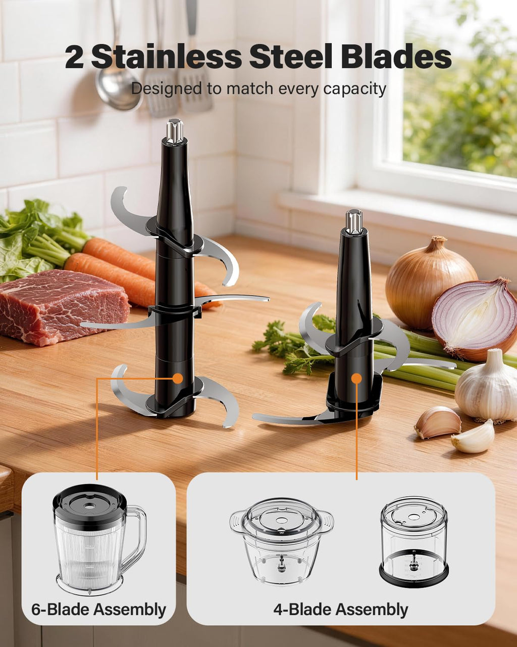 3-in-1 Small Food Processor Blender 400W with 6-Cup Jar A183329