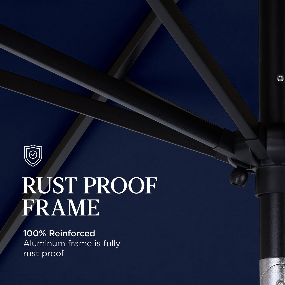 9ft Navy Polyester Patio Umbrella with Aluminum Frame X48723