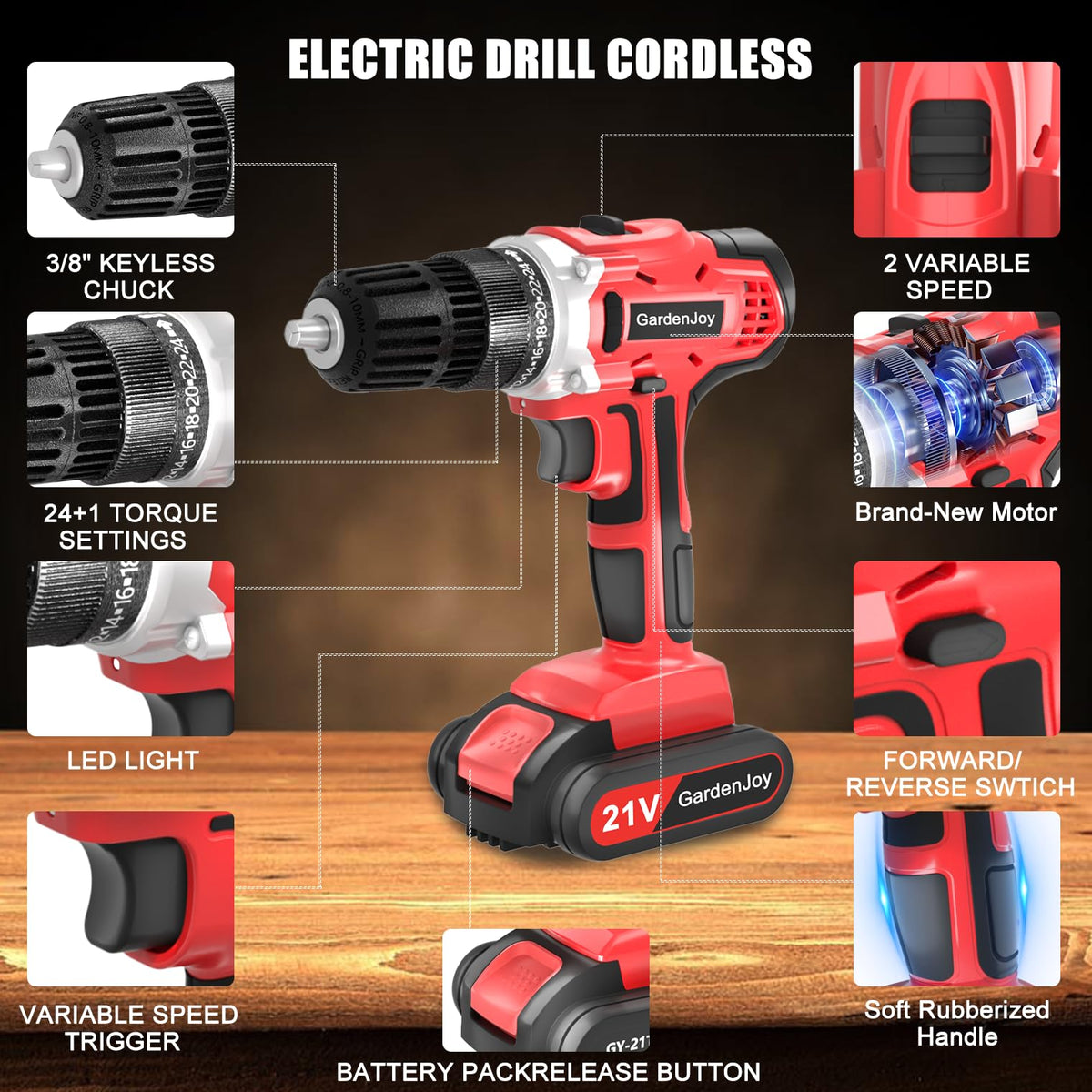 20v Cordless Drill Set with Charger 3/8" Keyless Chuck N465