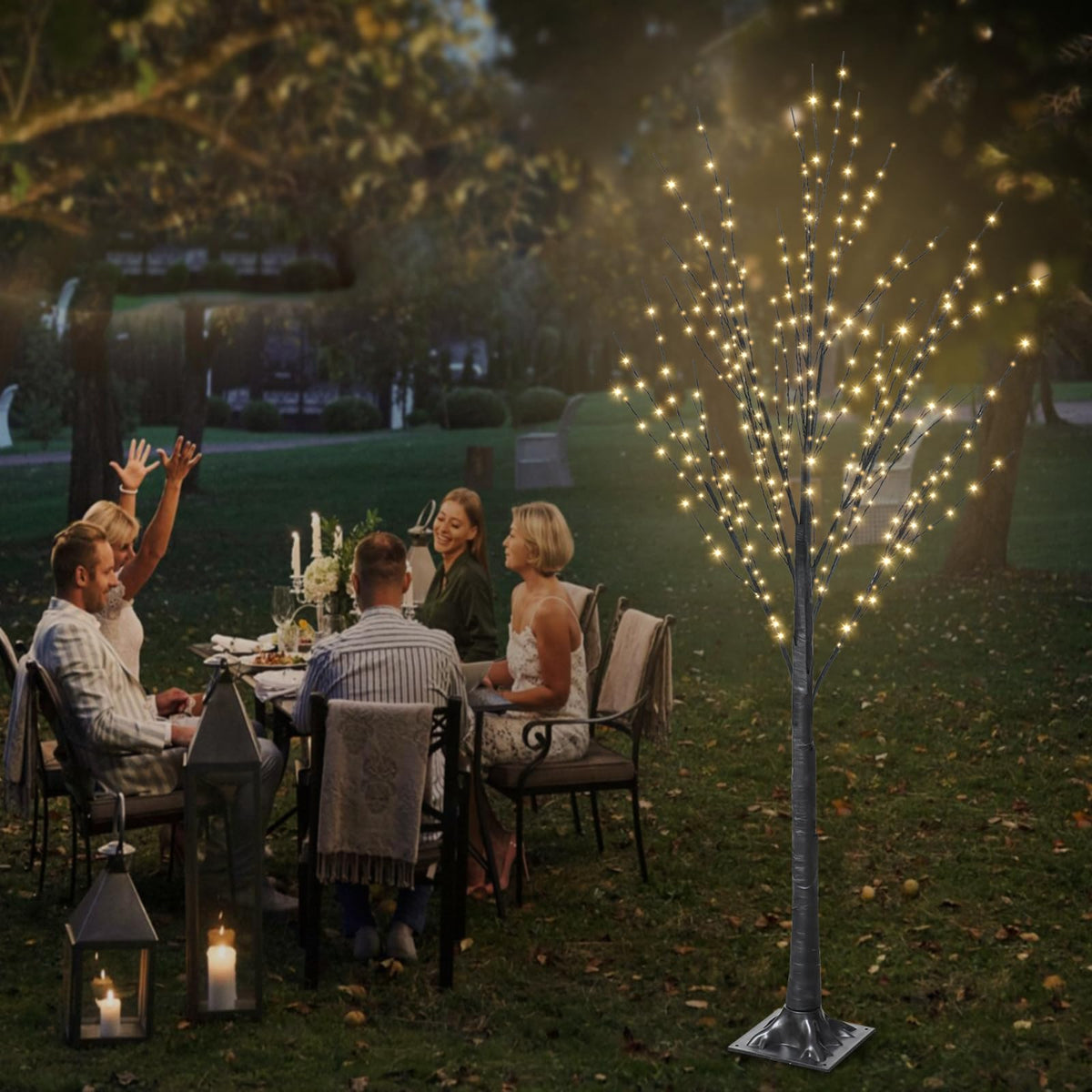 5FT Lighted Birch Tree with 400 LED Warm White Lights H119