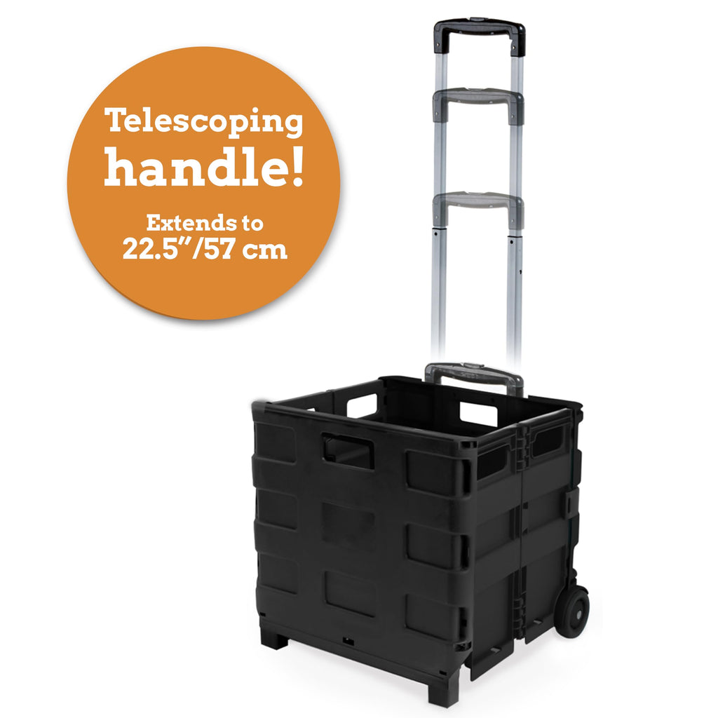 Collapsible 2 Wheel Utility Cart with Telescopic Handle, Black C2717