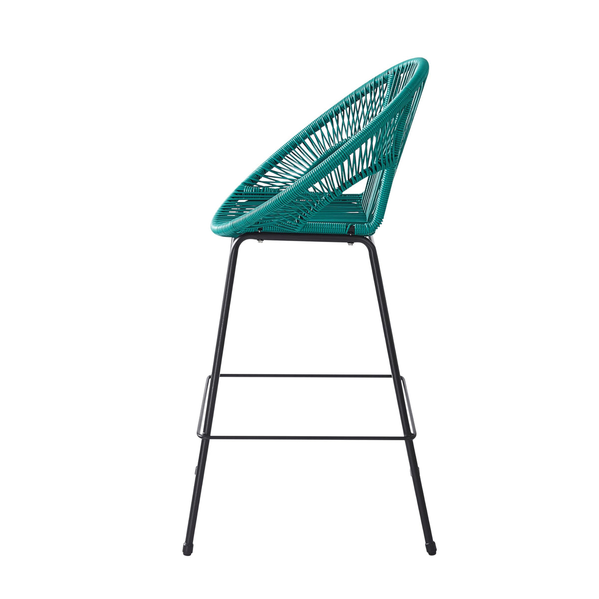 Teal Faux Wicker Outdoor Bar Stool Set of 2 K7360
