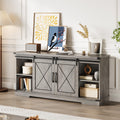 Farmhouse TV Stand with Storage Cabinets & Sliding Barn Door A5699