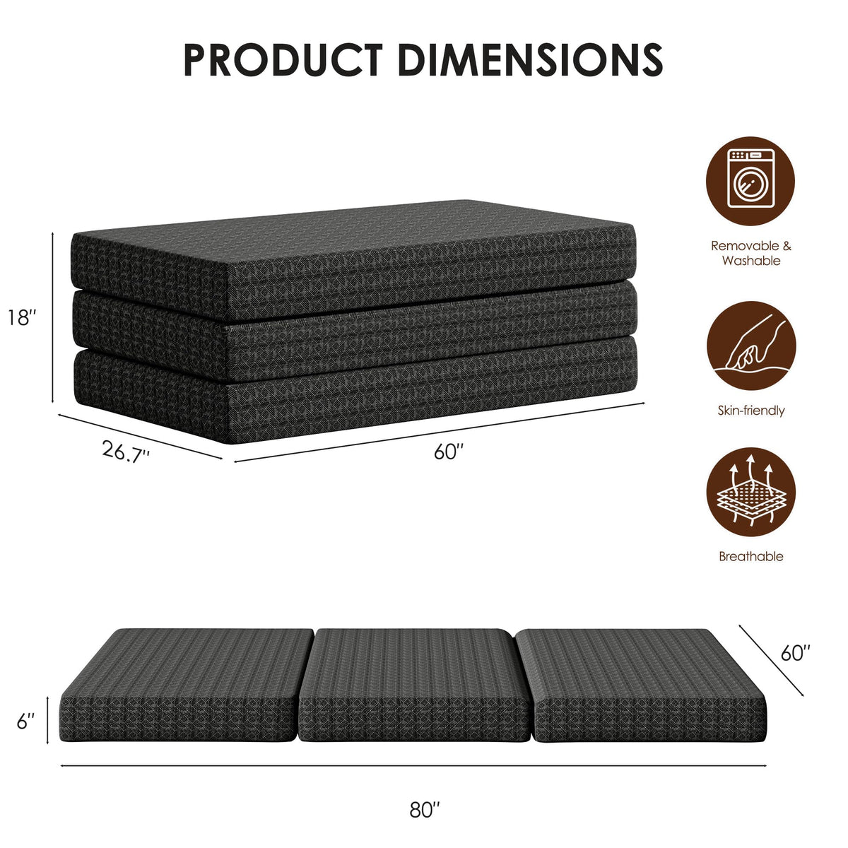 Queen Tri-Fold Memory Foam Mattress J603289