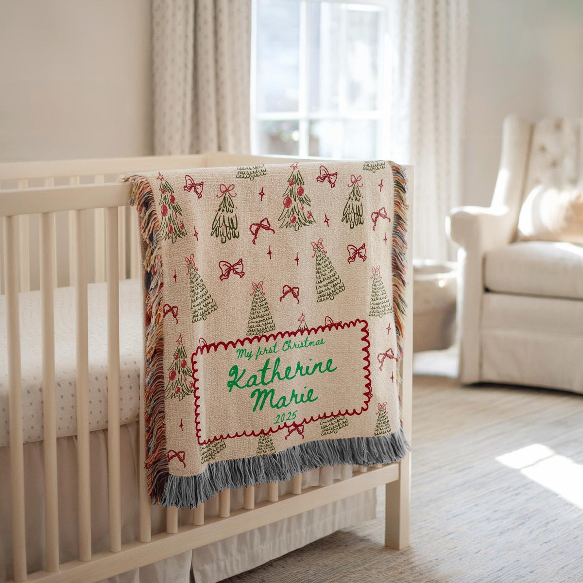 Woven Throw with Christmas Tree Design D723