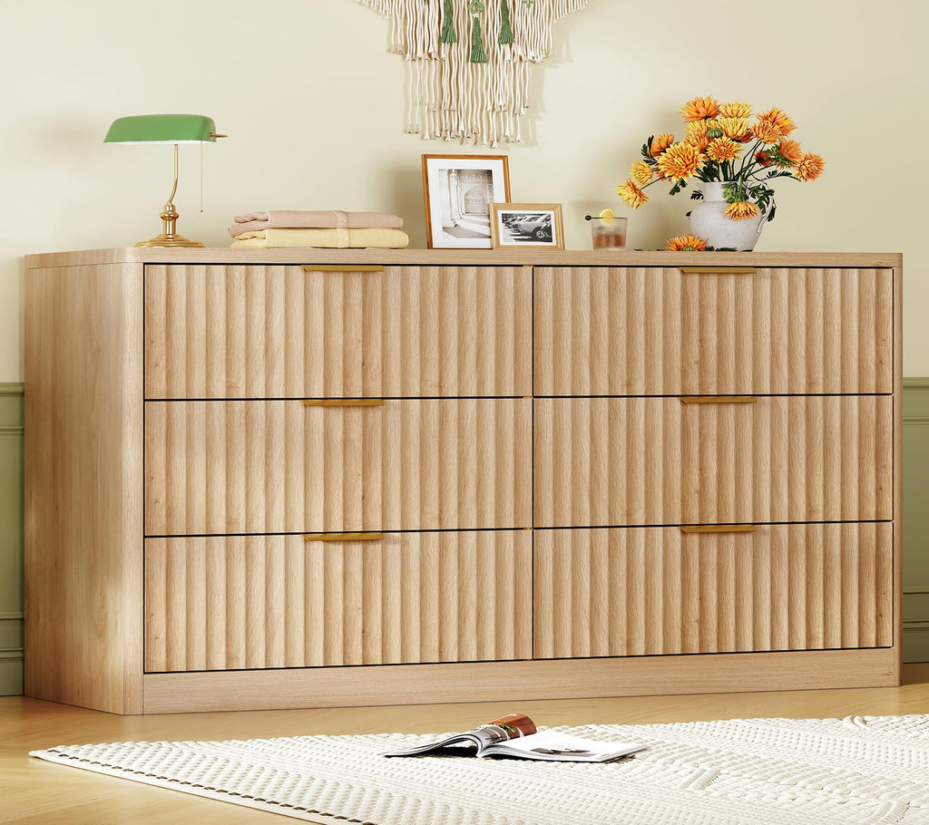 Fluted 6 Drawer Wood Dresser Y75805