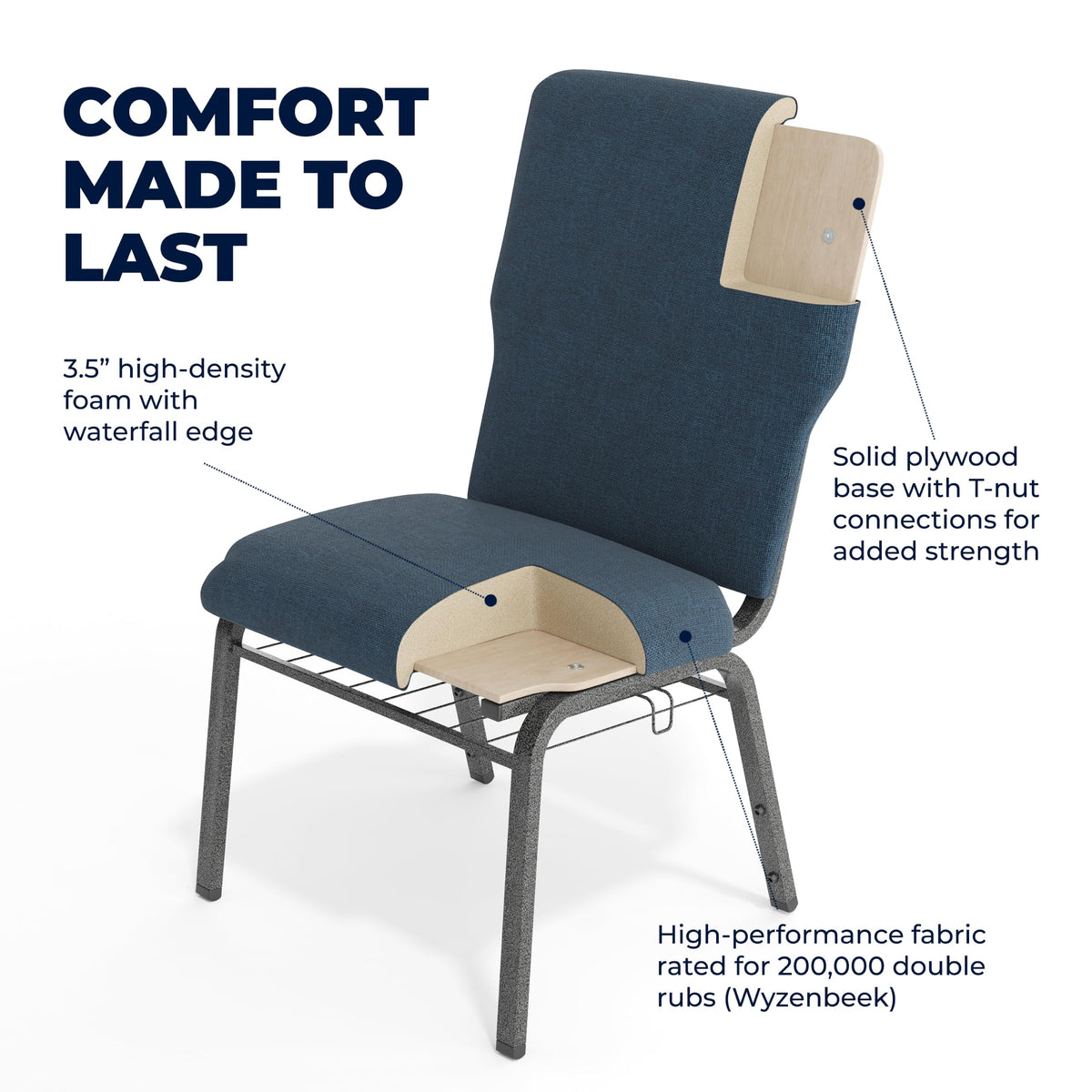 Navy 21 in Wide Church Chair O53203