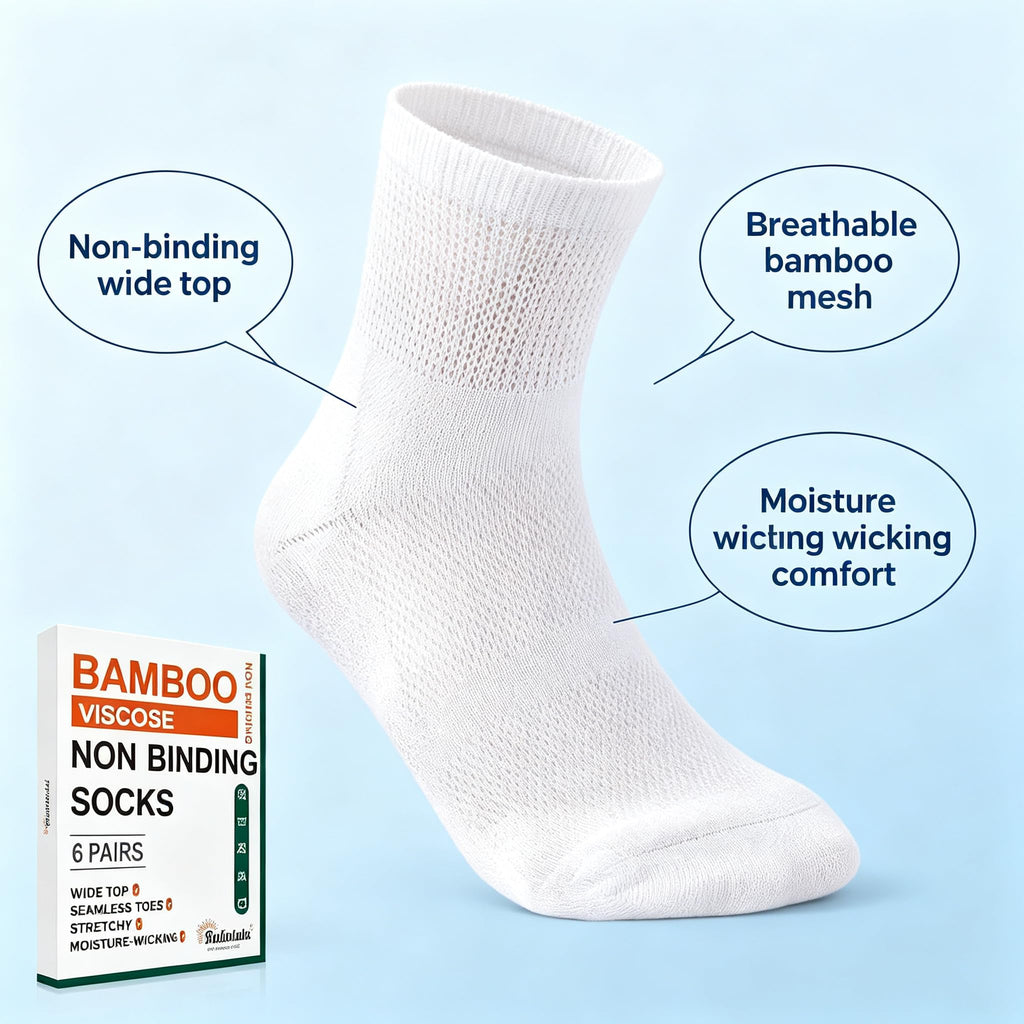 Bamboo Viscose Diabetic Socks 6 Pairs Y250961
