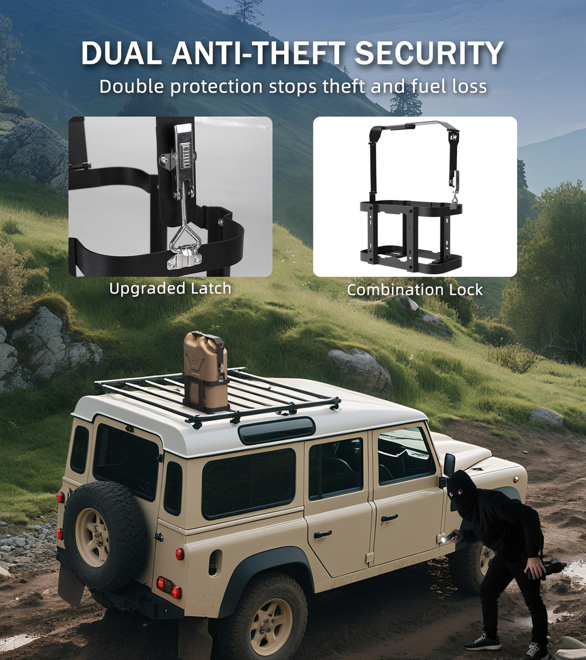 5 Gallon Water Container Mount Holder with Combination Lock N3429