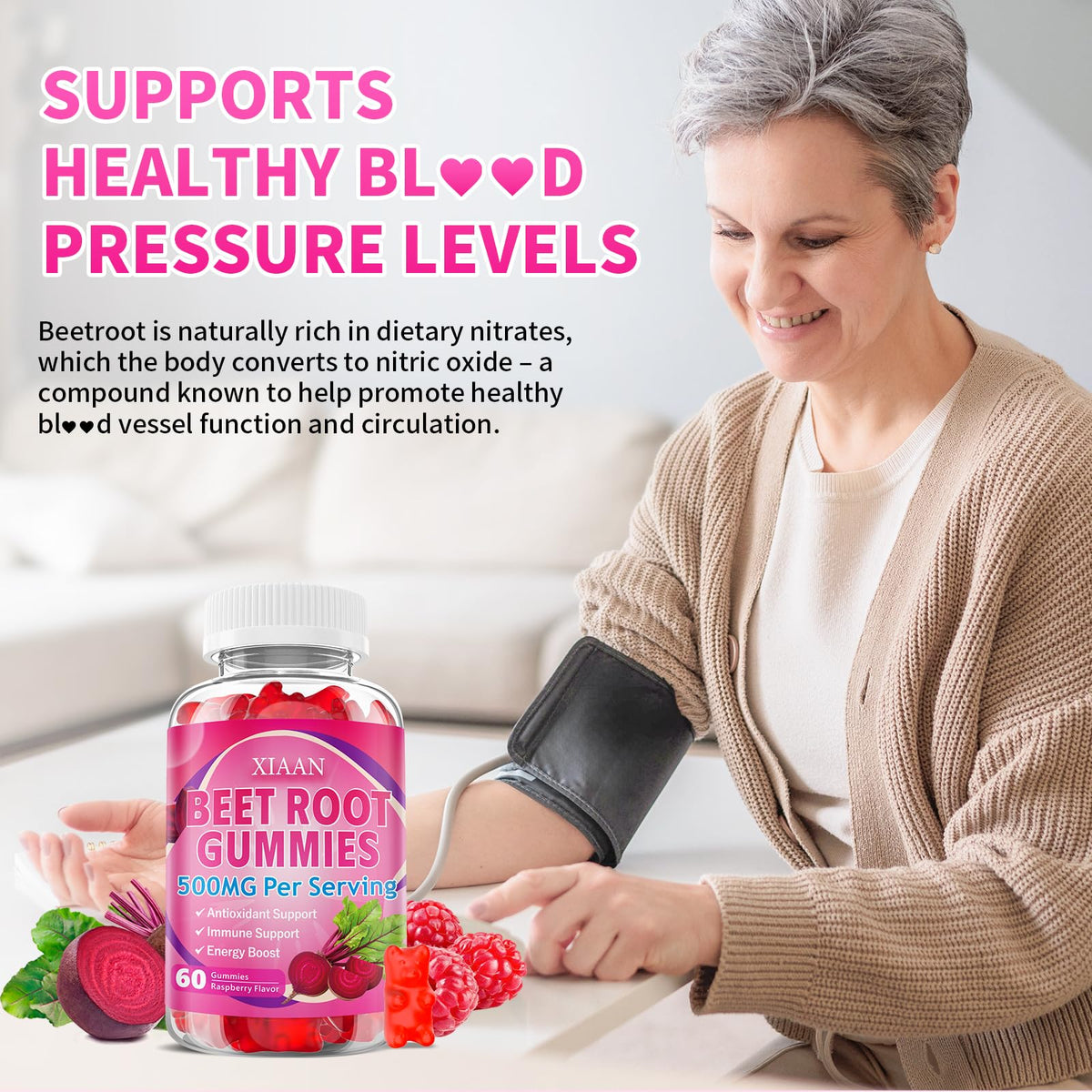 Sugar-Free Vegan Beet Root Gummies 60 Count K568