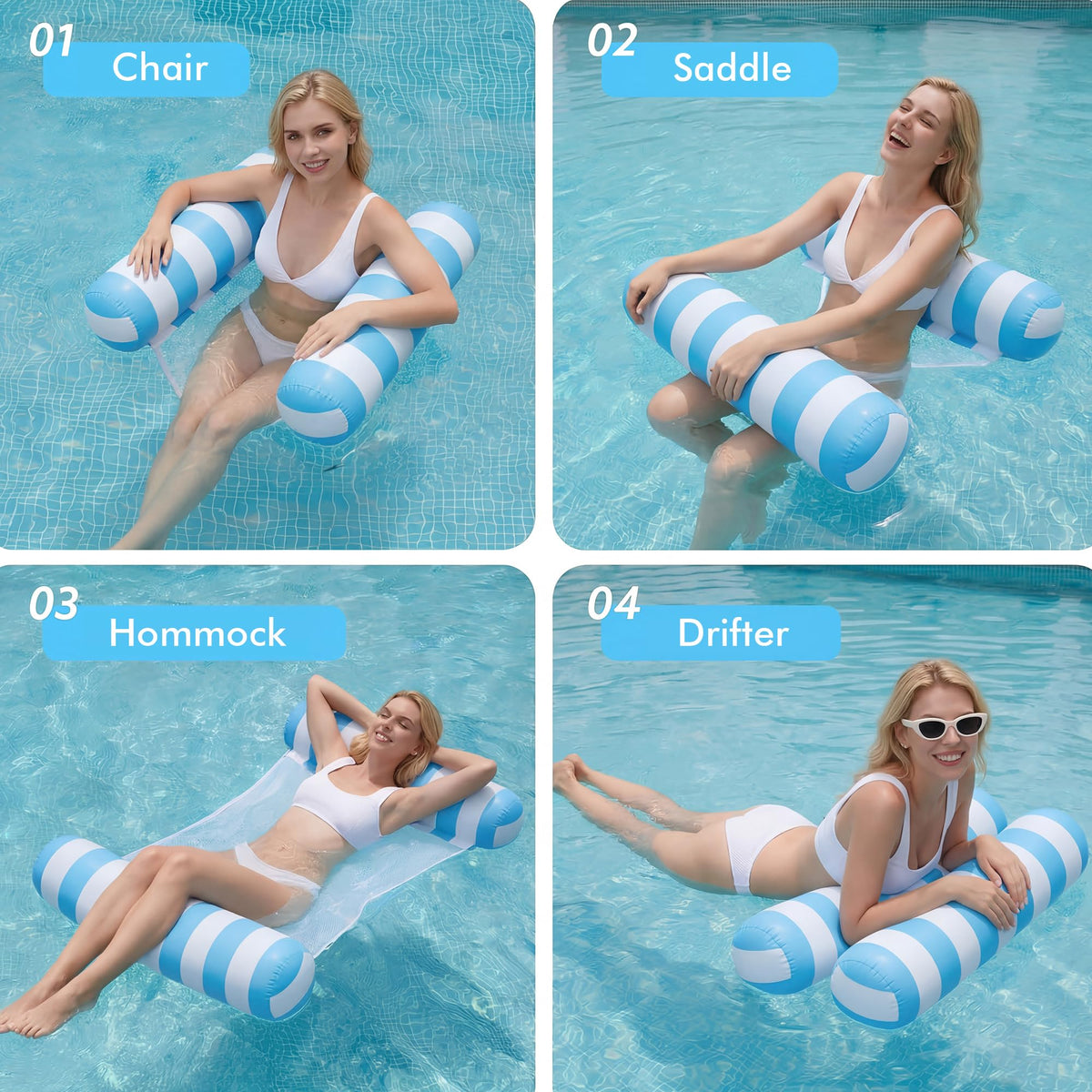 5 Pack 4-in-1 Inflatable Pool Floats J12220