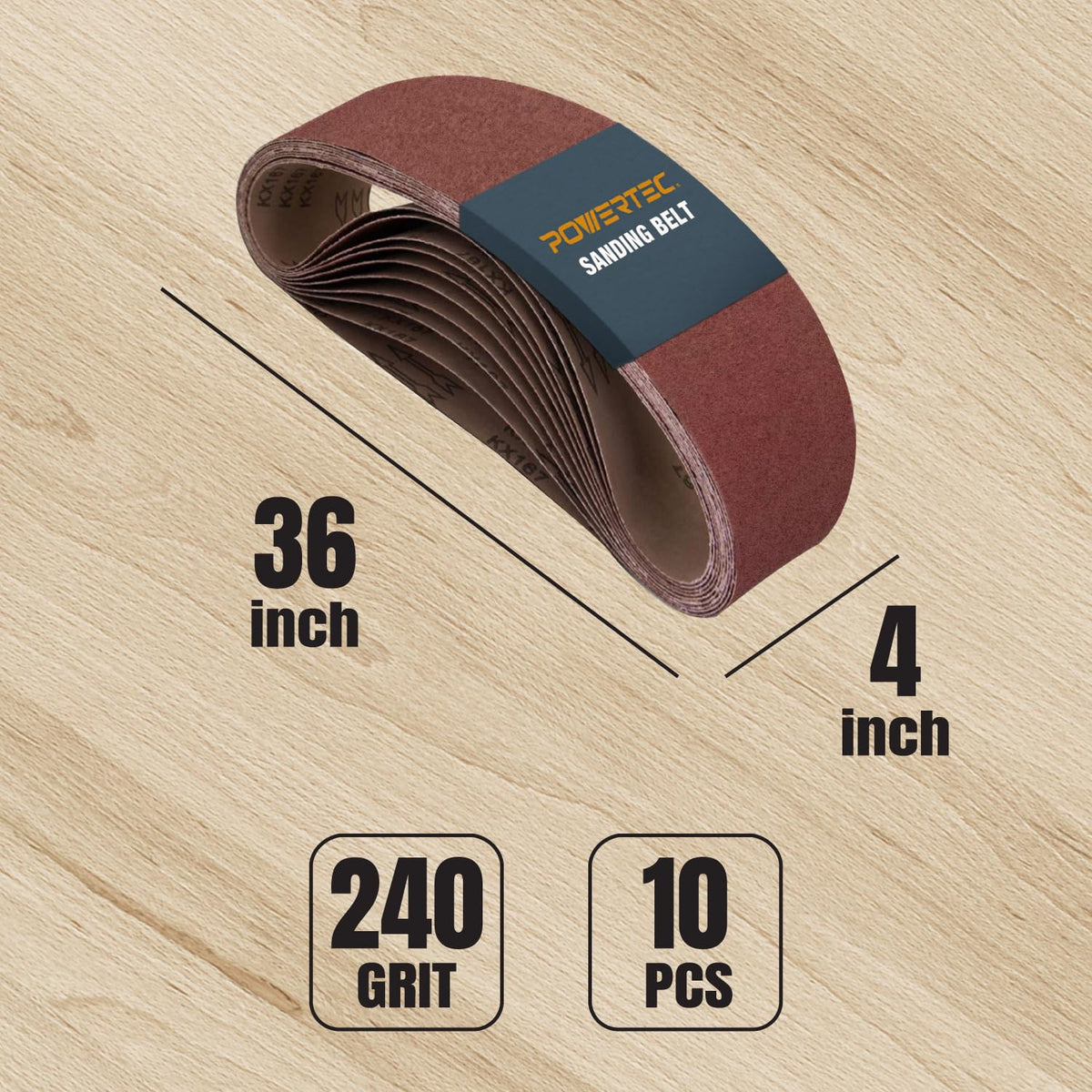 4 x 36 Inch Aluminum Oxide Sanding Belts 80 120 240 Grit 10 Pack O947449