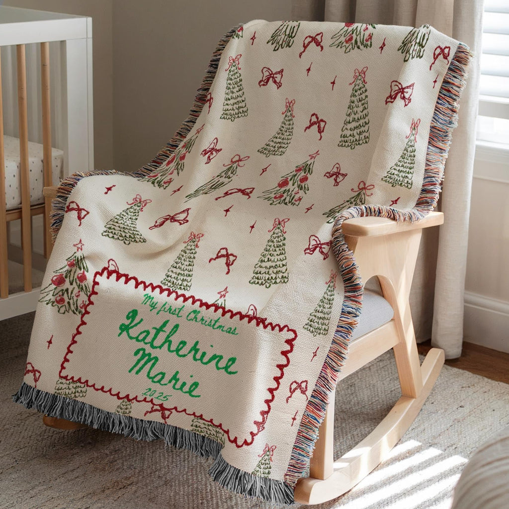 Woven Throw with Christmas Tree Design D723