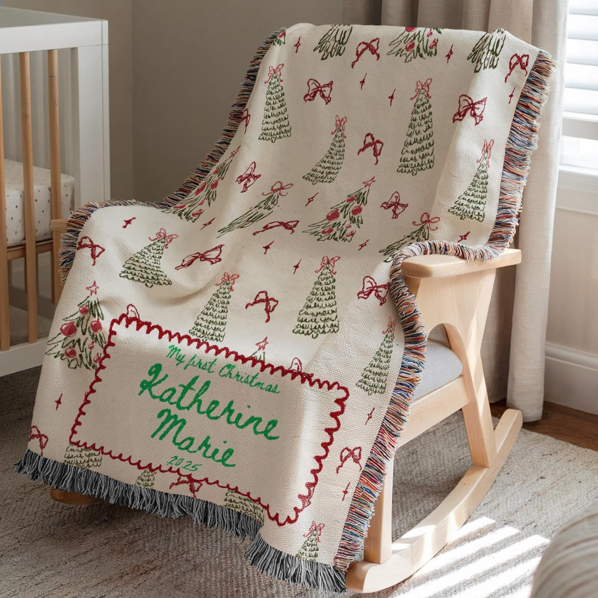 Woven Throw with Christmas Tree Design D723