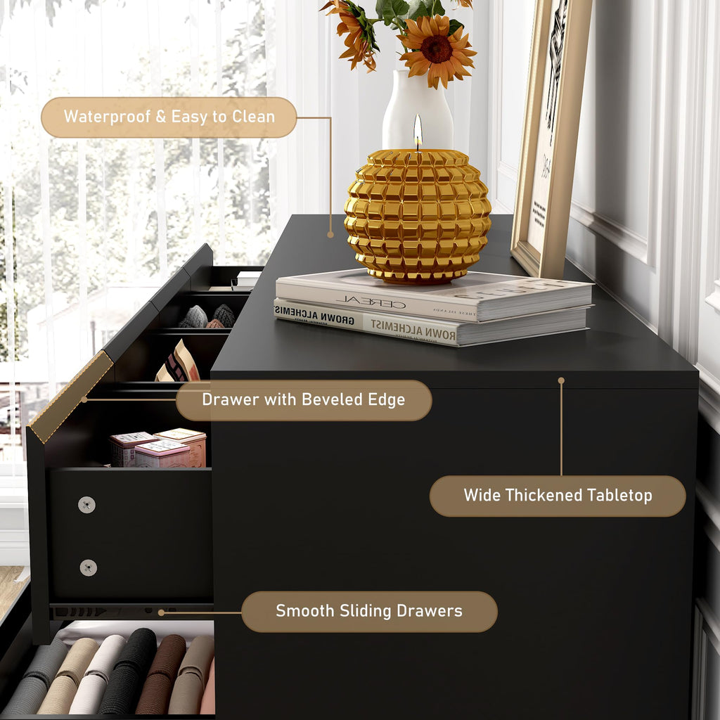Black 10 Drawer Wood Dresser E683148