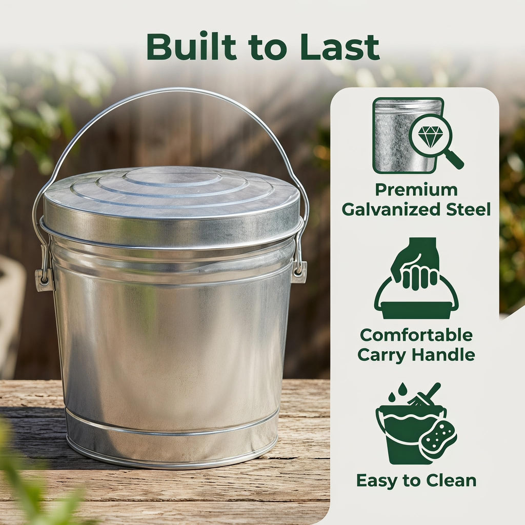 Galvanized Steel 6 Gallon Storage Can with Locking Lid Z536