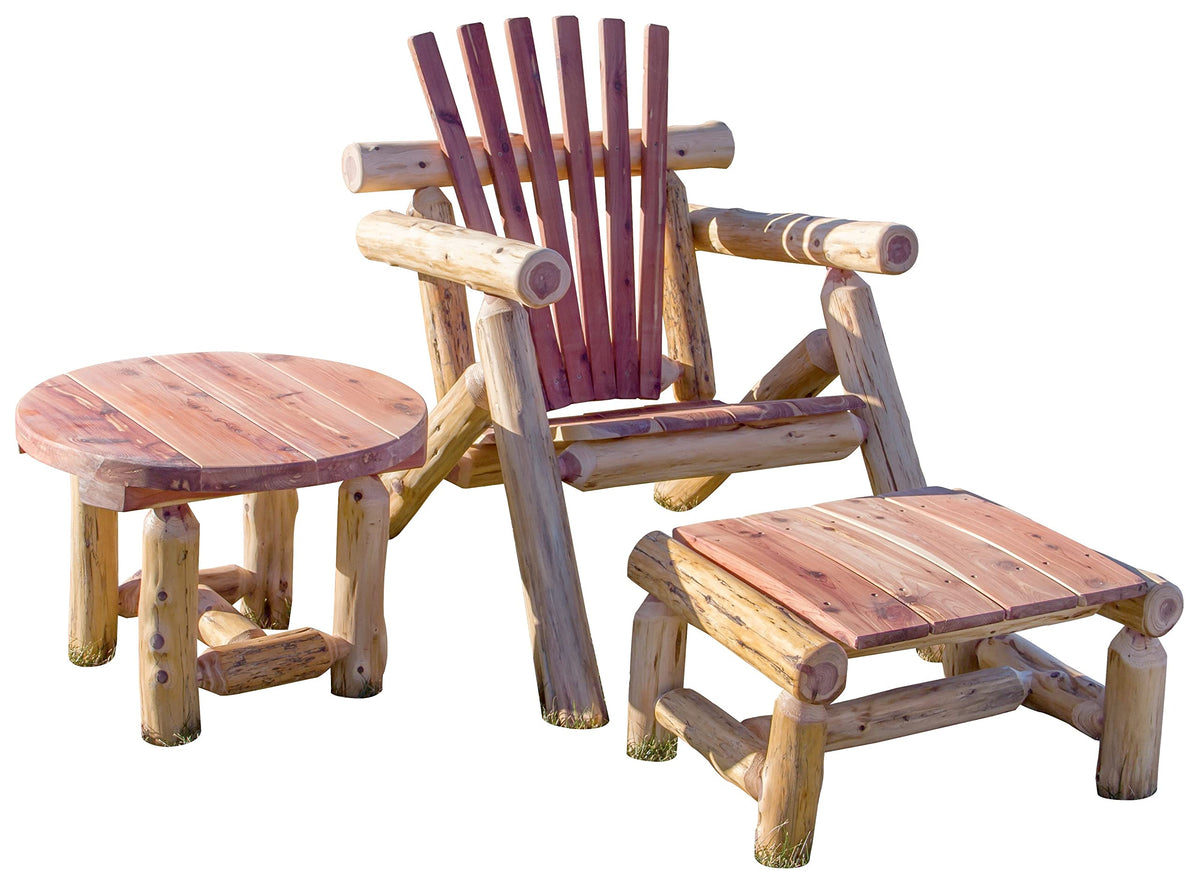 Red Cedar Log Adirondack Chair Set H3326