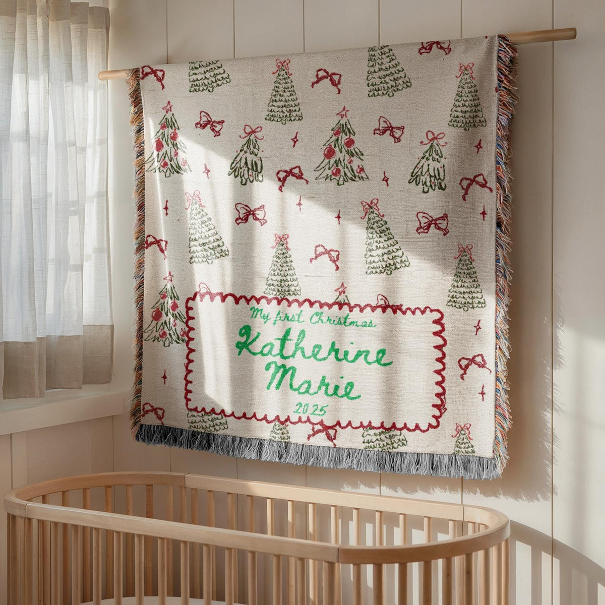 Woven Throw with Christmas Tree Design D723