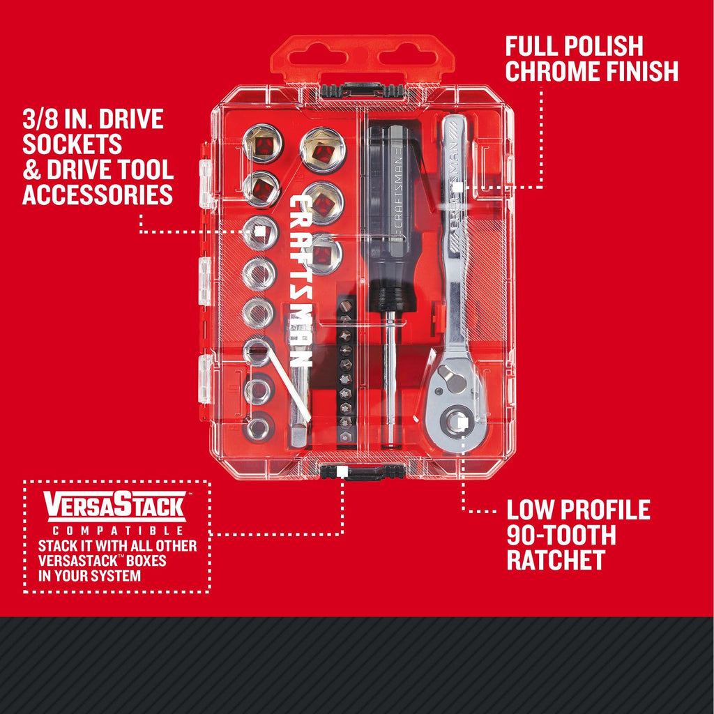 24 Piece 3/8 Inch Drive Metric Mechanics Tool Set O884