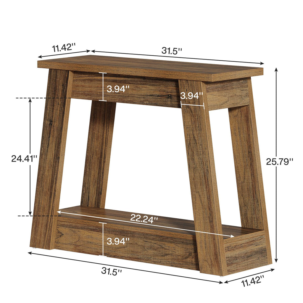 Wood End Table with 2 Storage Shelves G609