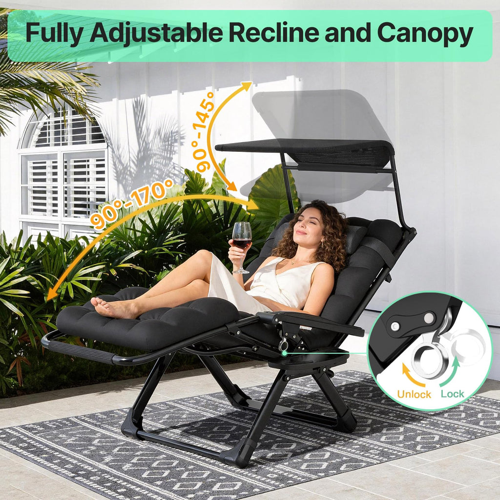 Zero Gravity Reclining Camping Chair with Canopy R73207