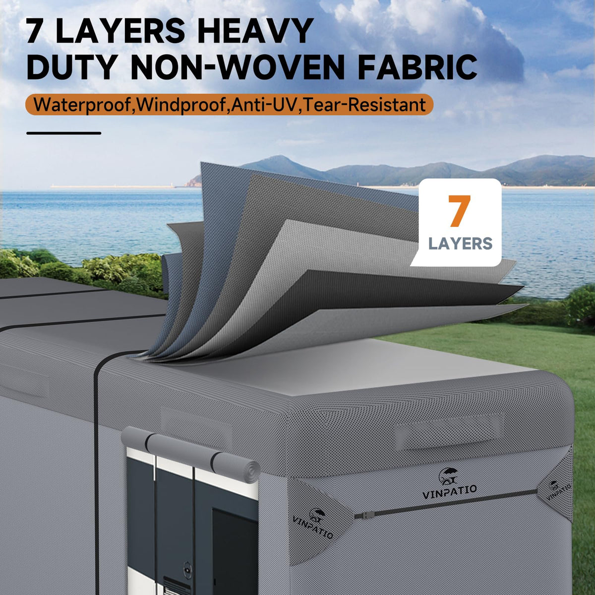 Class A RV Cover 7 Layers 34'-37' Windproof Waterproof N14776
