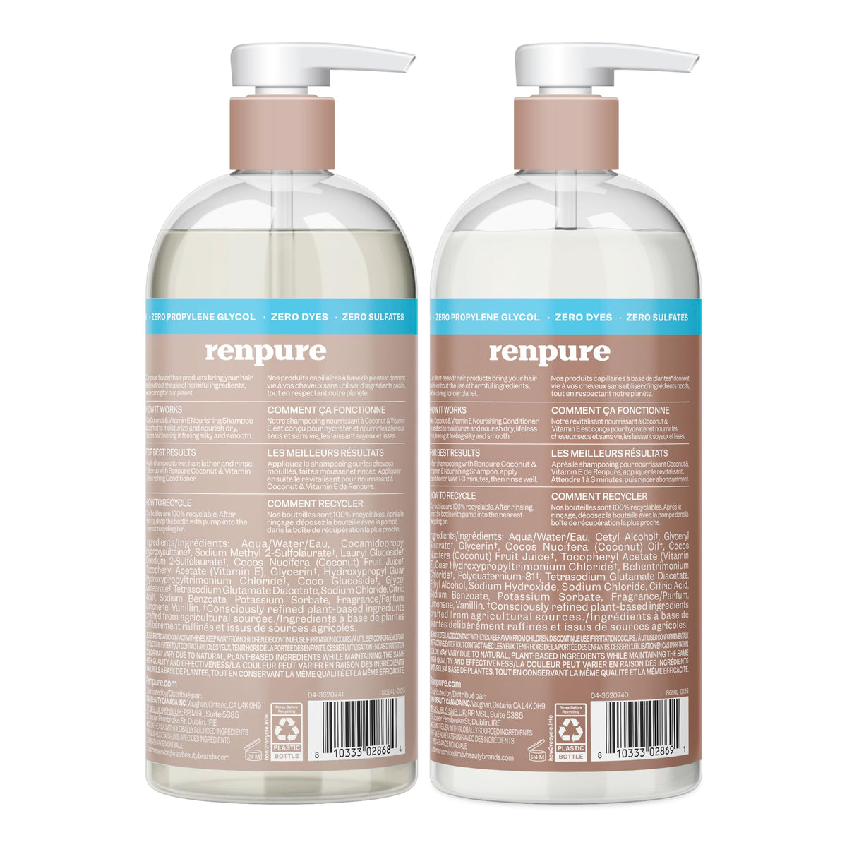 Coconut & Vitamin E Shampoo & Conditioner Set, 2x24oz D81290