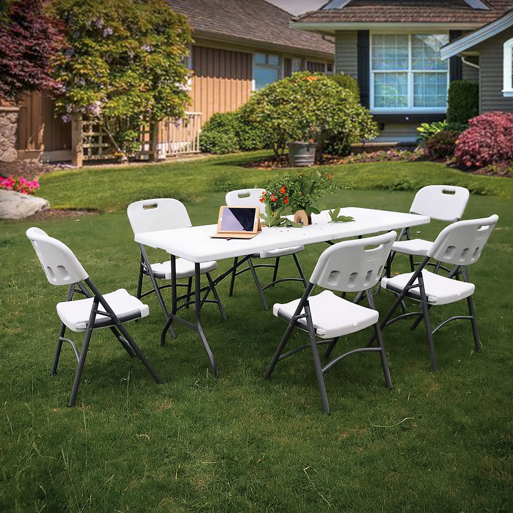 6Ft Heavy Duty Folding Plastic Table White C50723