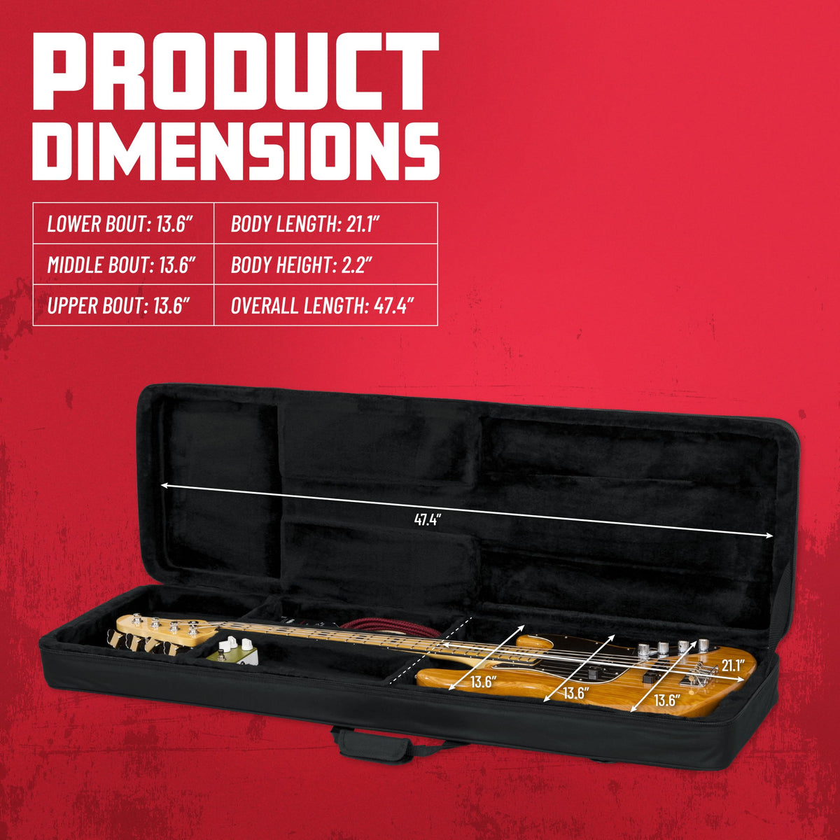 Lightweight Polyfoam Guitar Case for Electric Bass Guitars M6835