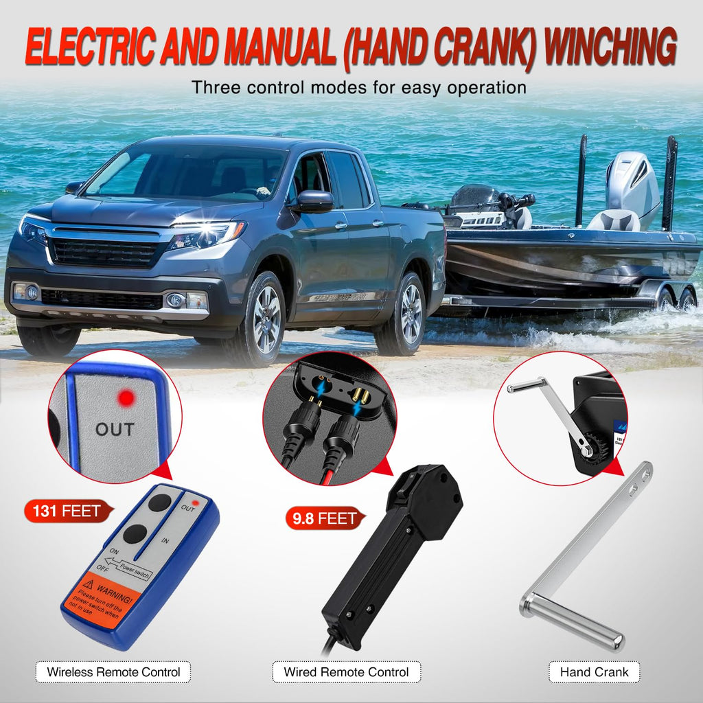 3500 lbs Portable Electric Boat Trailer Winch G9700