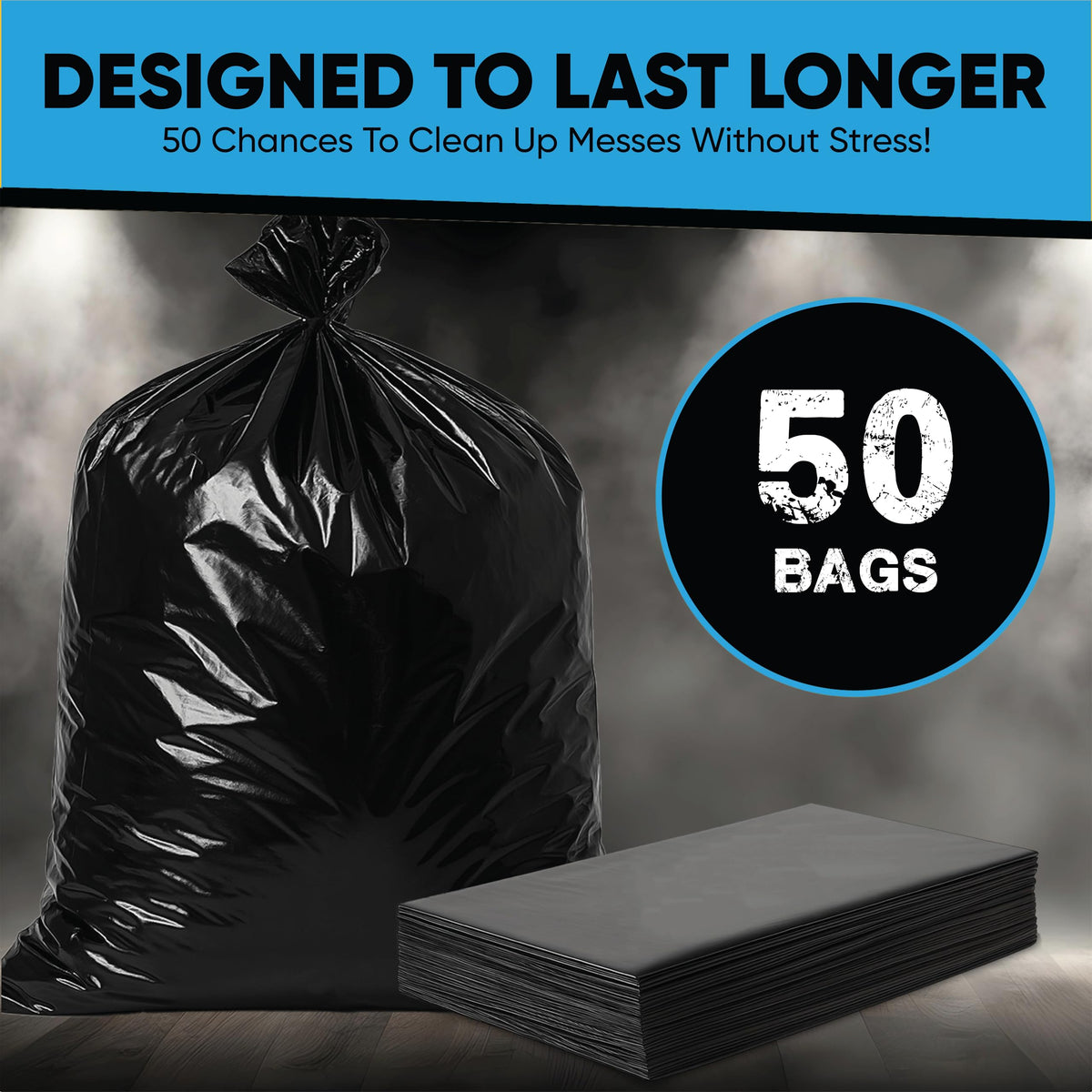 55 Gallon Heavy Duty Trash Bags 50 Count with Ties I71890