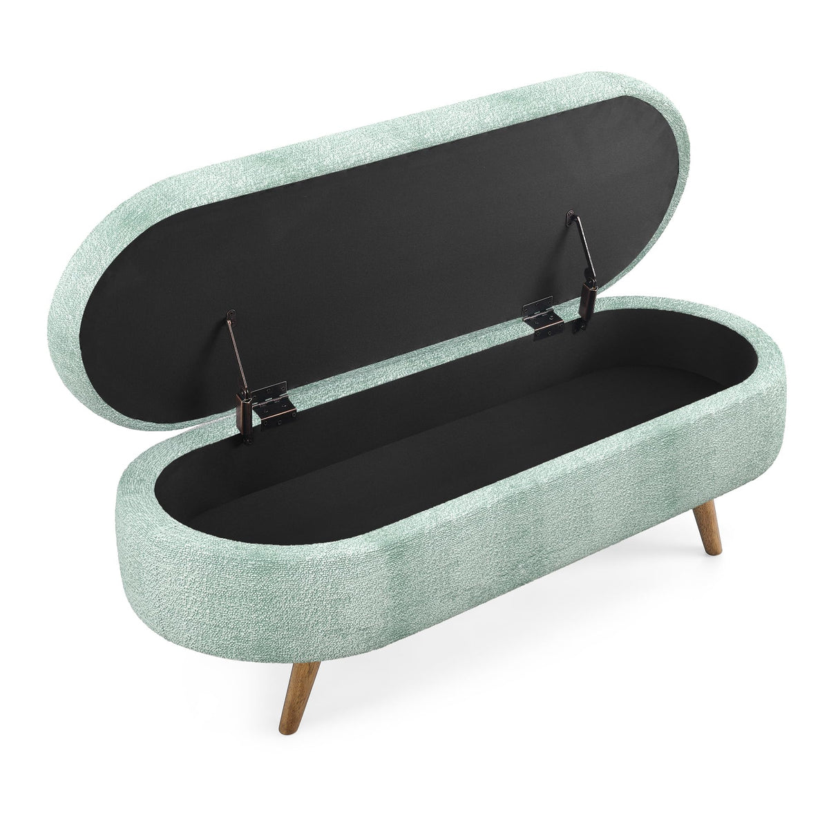 Oval Storage Bench with Rubber Wood Legs Gray Y520