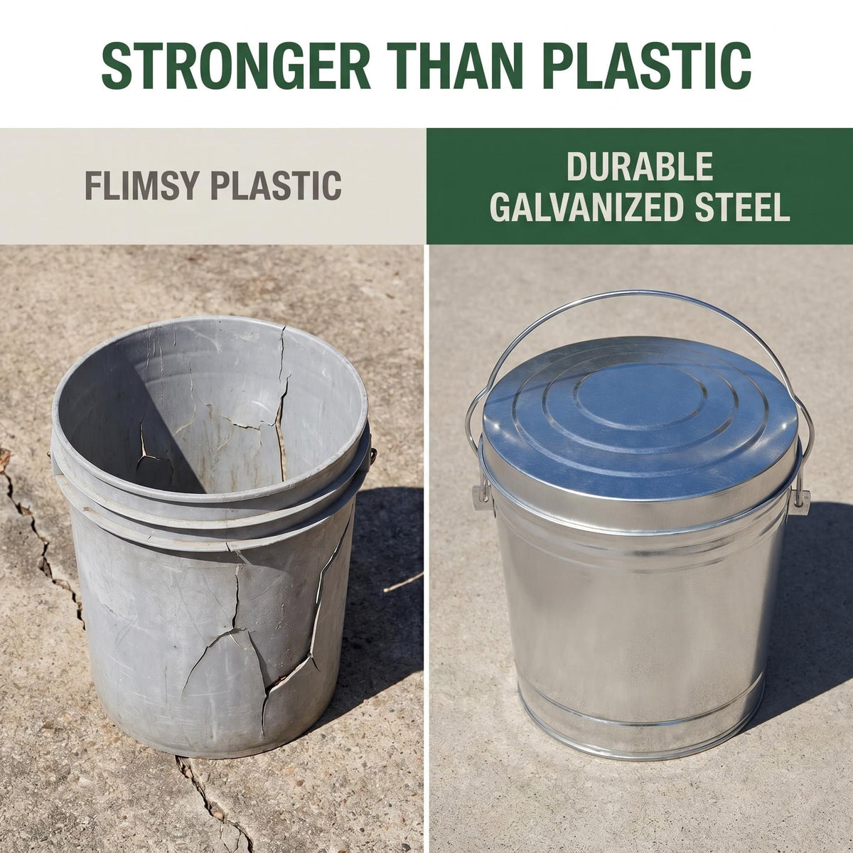 Galvanized Steel 6 Gallon Storage Can with Locking Lid Z536