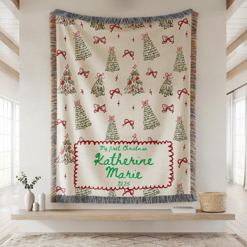 Woven Throw with Christmas Tree Design D723