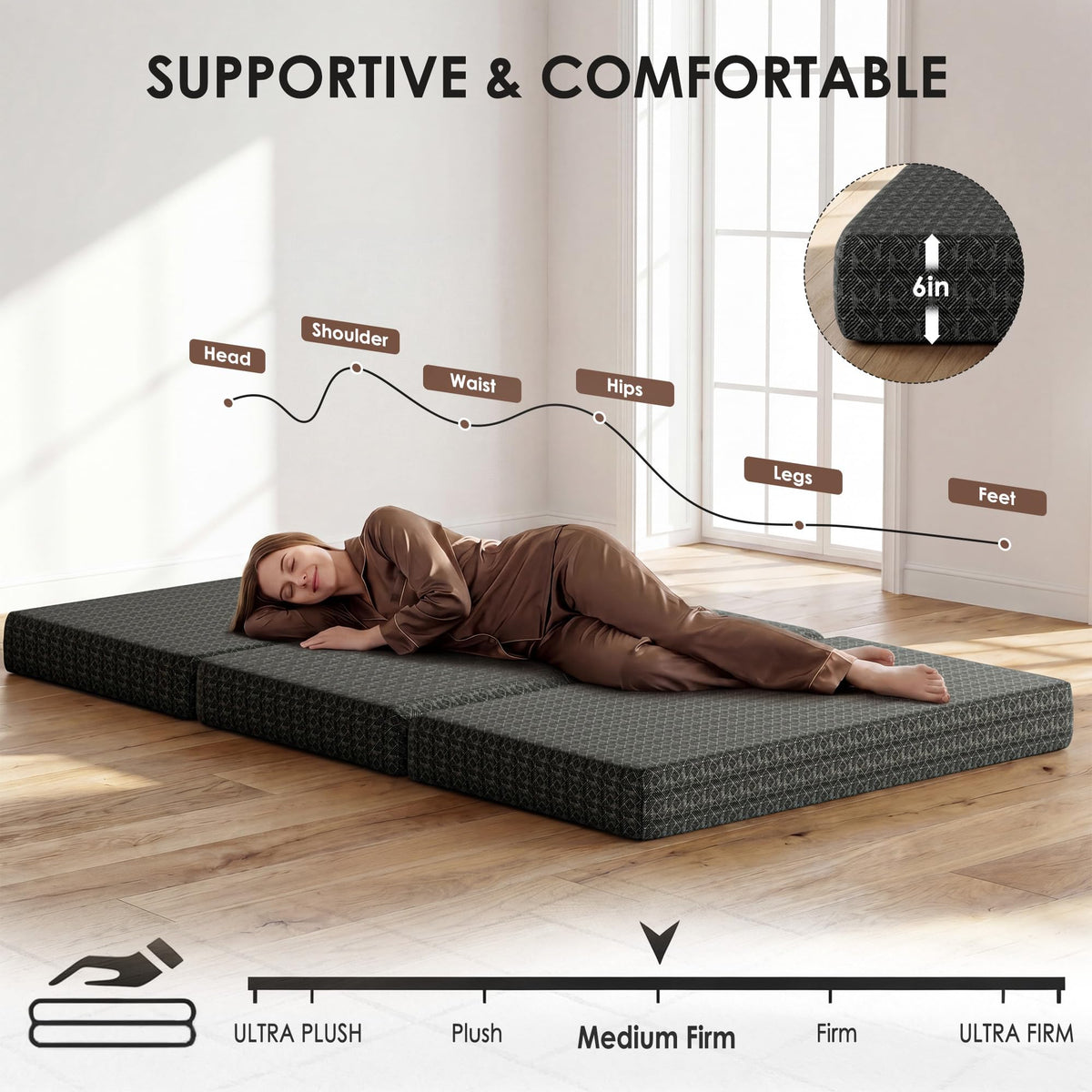 Queen Tri-Fold Memory Foam Mattress J603289